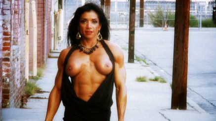 Hot Muscle Girl On The Street